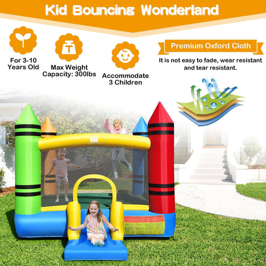 Kids Inflatable Bounce House with Slide and Ocean Balls Not Included Blower - Tampa Home & Garden Store