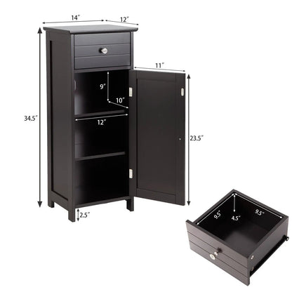 Wooden Bathroom Floor Storage Cabinet With Drawer