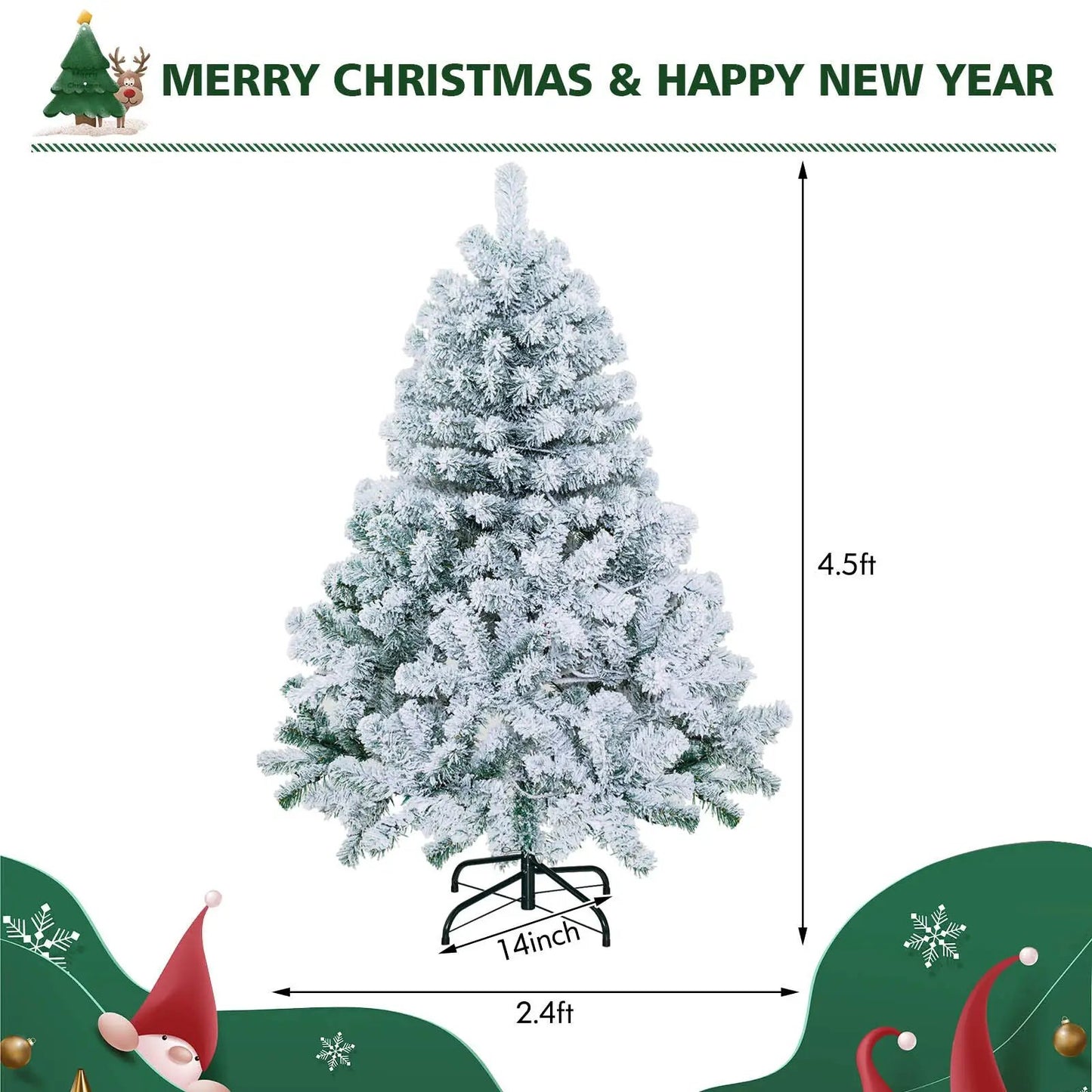 Four Foot Prelit Snow Flocked Christmas Tree