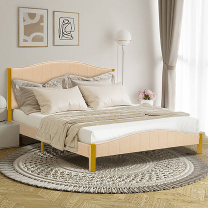 Base de cama tapizada tamaño completo/queen con cabecero acolchado - tamaño queen
