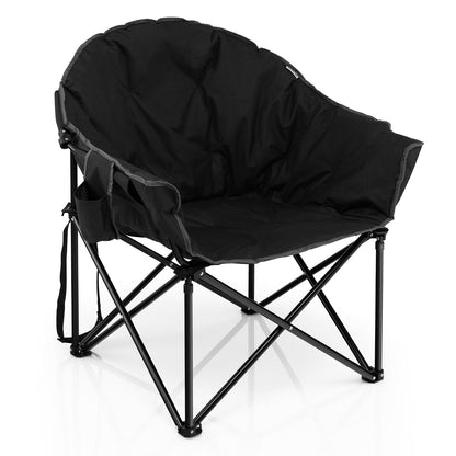 GemGear folding camping moon padded chair with black fabric and steel frame on Tampa Home & Garden Store