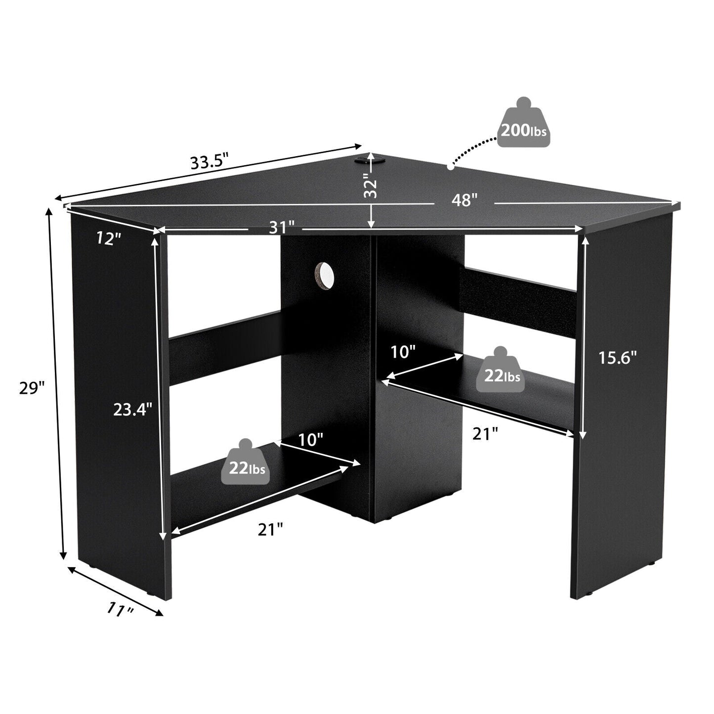 Corner Computer Desk With Storage Triangle Design