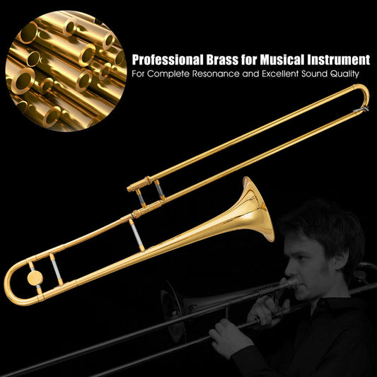 B Flat Trombone Golden Brass with Mouthpiece - Tampa Home & Garden Store
