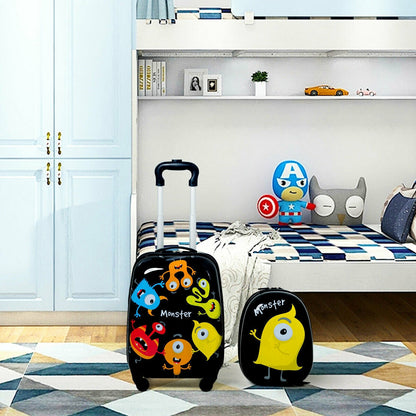 GemGear 2-piece kids luggage set: 12in backpack and 16in rolling suitcase black with monster art on Tampa Home & Garden Store