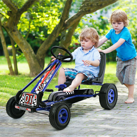 4 Wheels Kids Ride On Pedal Powered Bike Go Kart Racer Car Outdoor Play Toy-Blue - Tampa Home & Garden Store