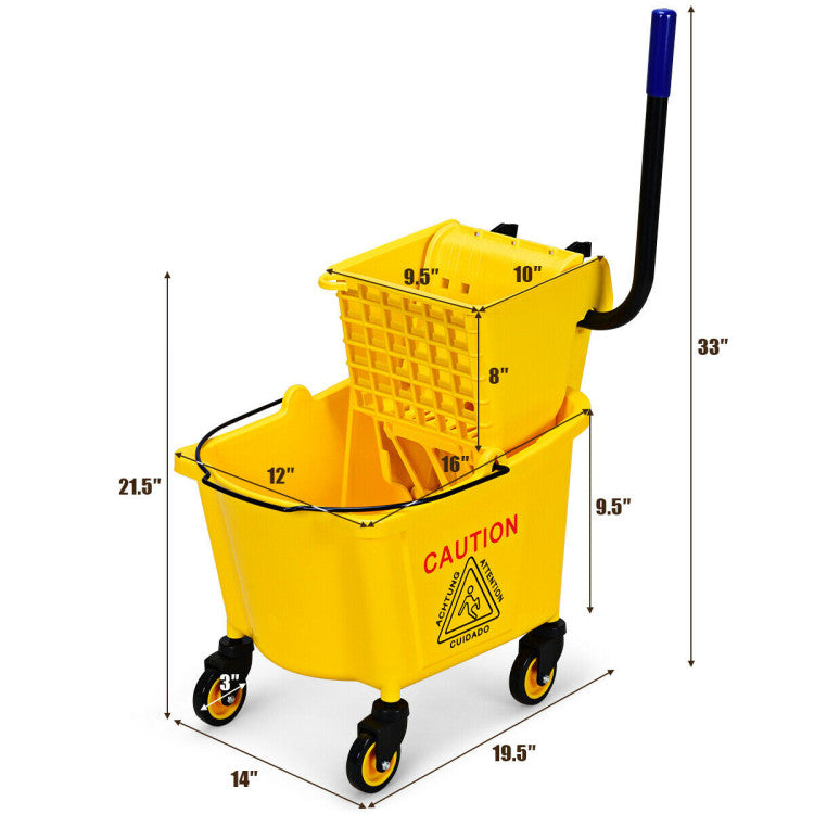 Cubo para fregona comercial con prensa escurridora