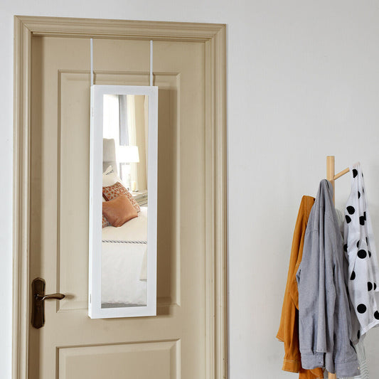 Wall And Door Mirrored Jewelry Cabinet With LED Light - Tampa Home & Garden Store