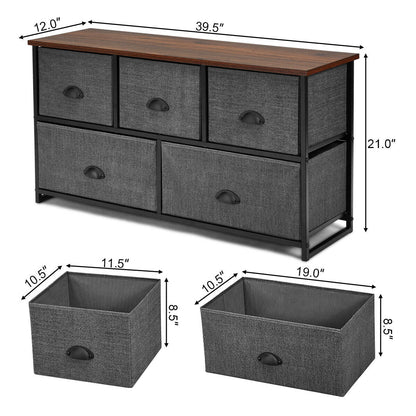 Cómoda de Madera Unidad de Almacenamiento Mesa Auxiliar Organizador de Exhibición-Gris