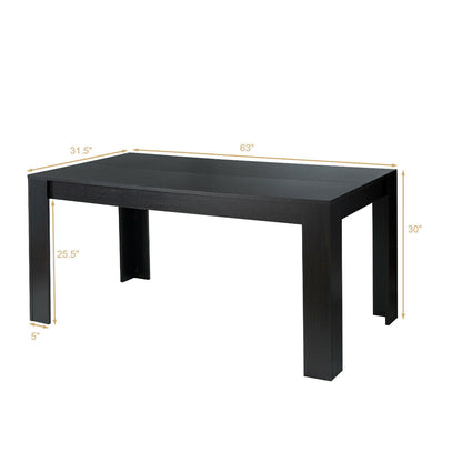 Mesa de comedor/cocina rectangular moderna de 63 pulgadas para 6 personas - Negra