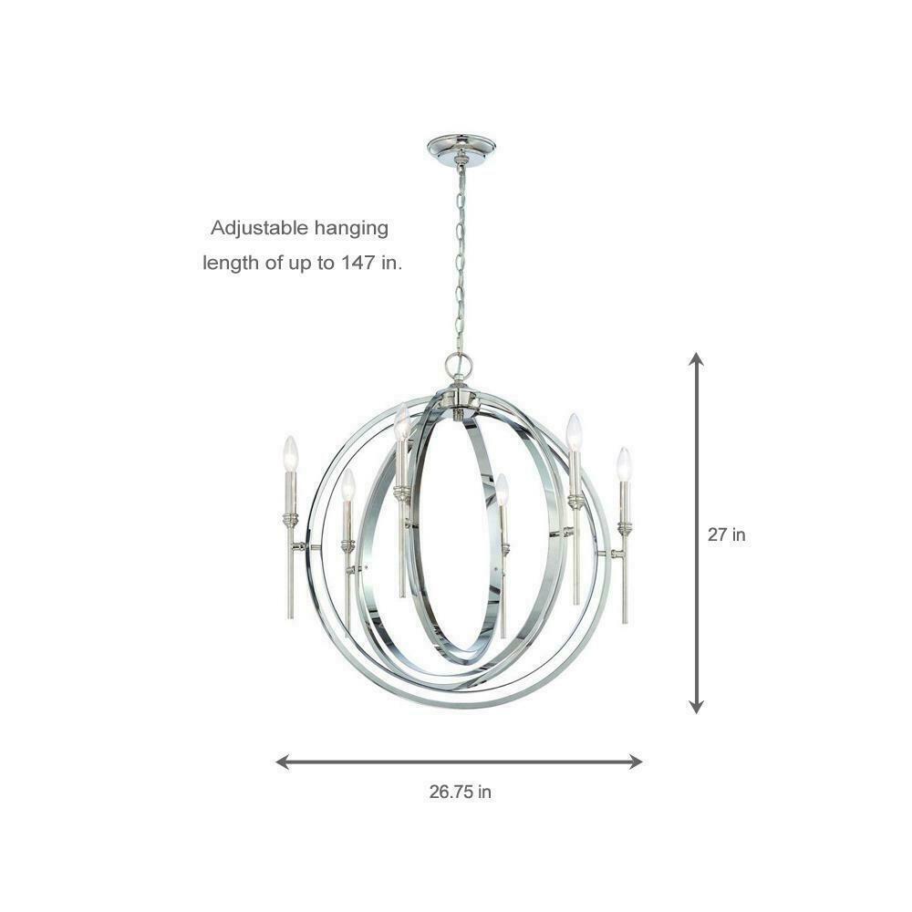 Rondure 6-Light Polished Nickel chandelier with adjustable chain by Vanessa Jane on Tampa Home & Garden Store