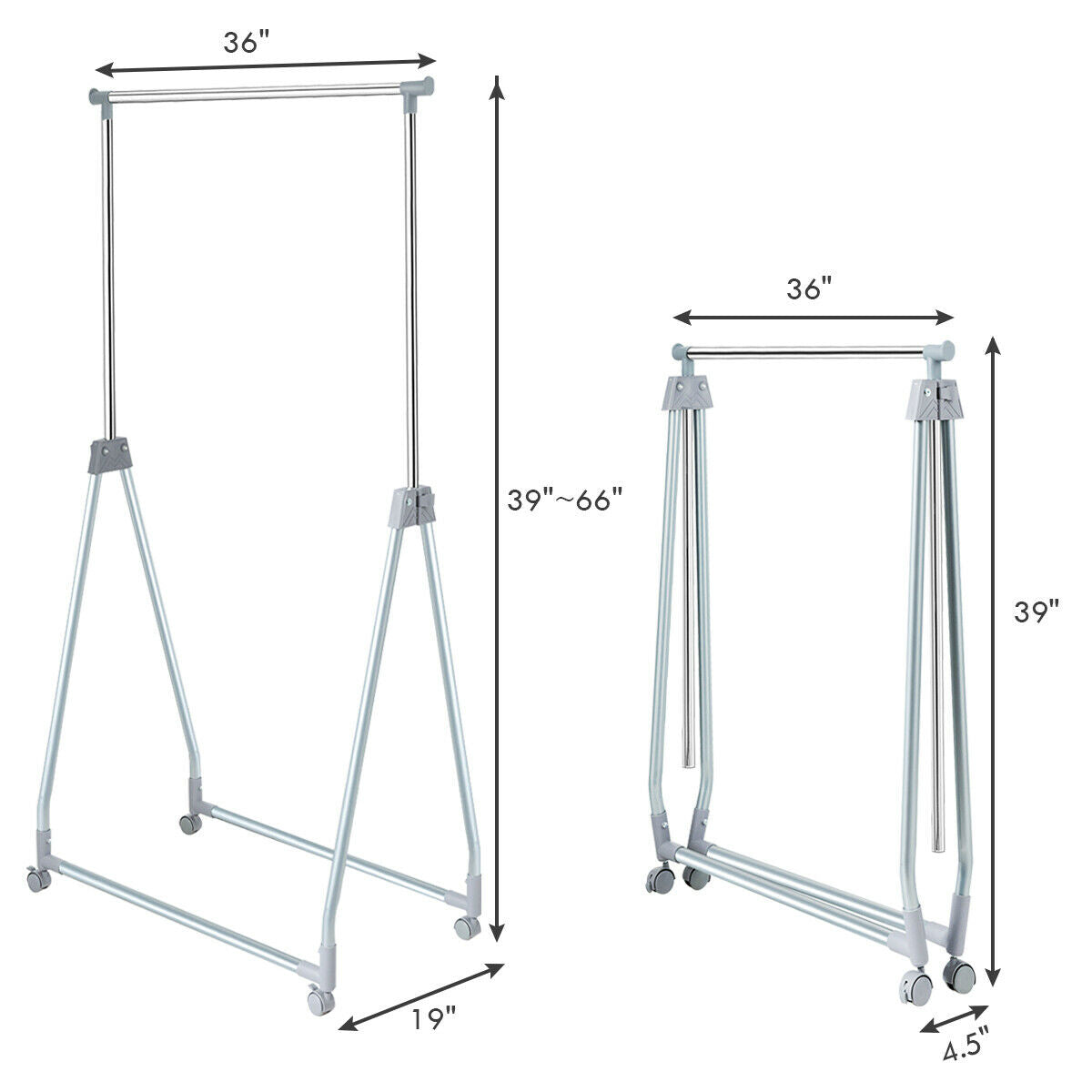Perchero resistente, extensible y plegable con barra para colgar