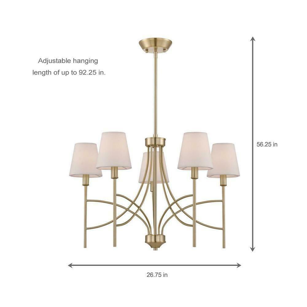 Millau 5 Light Chandelier and Satin Gold Shades