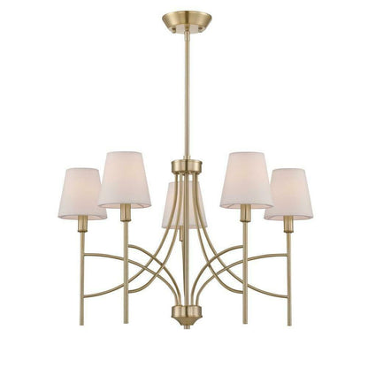 Millau 5 Light Chandelier and Satin Gold Shades