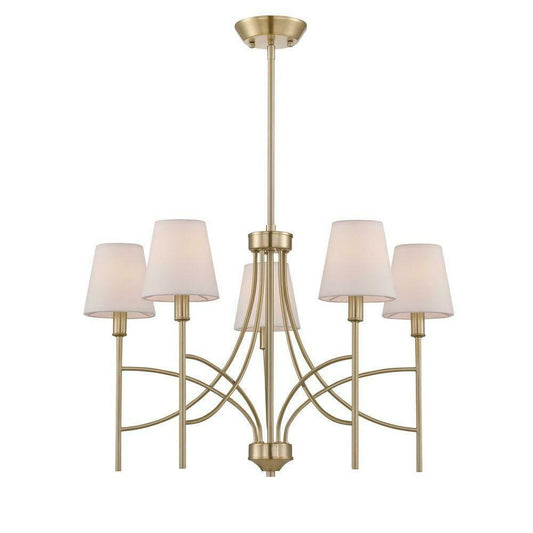 Millau 5 Light Chandelier and Satin Gold Shades