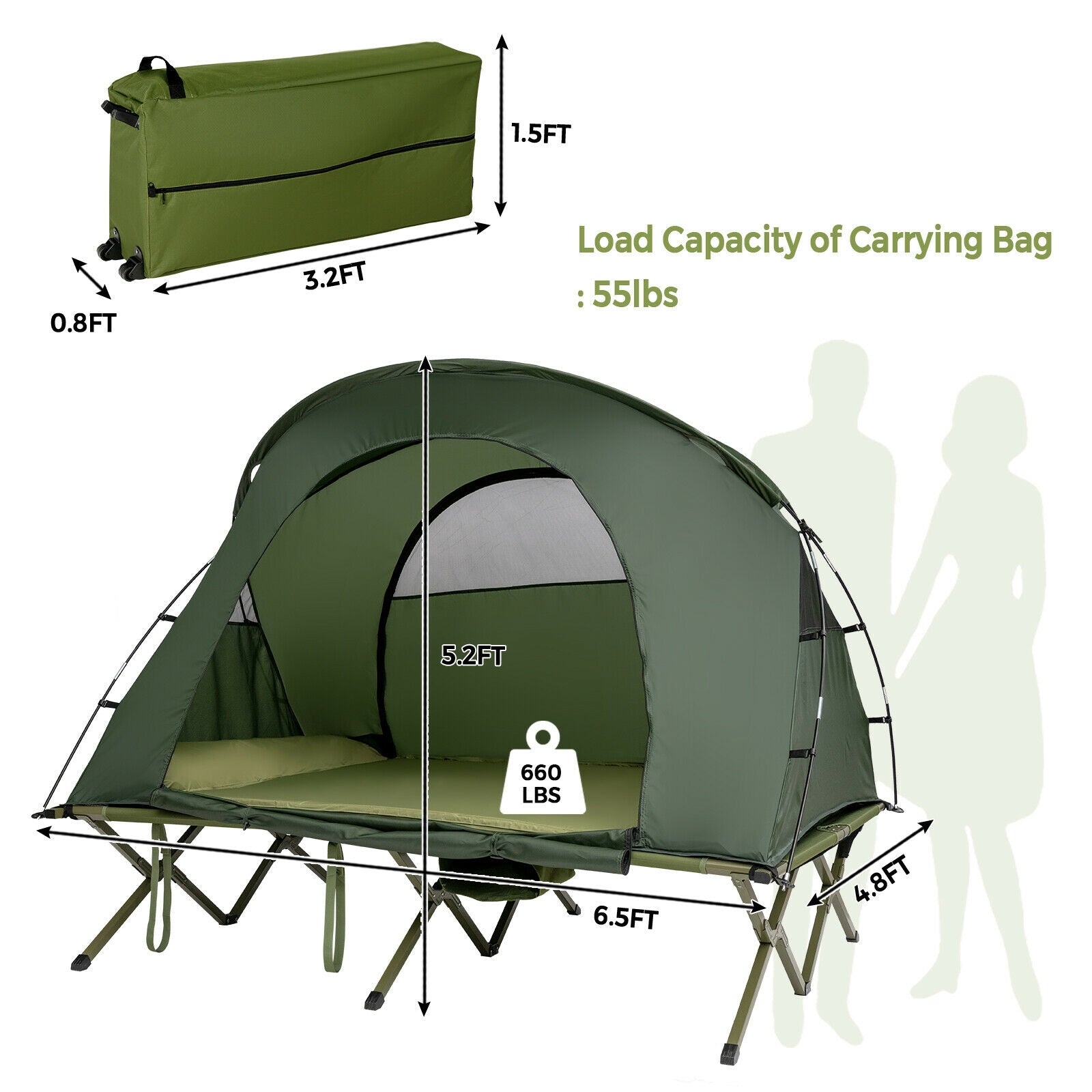 GemGear 2-Person Outdoor Camping Tent with External Cover in green plus carrying bag on Tampa Home & Garden Store