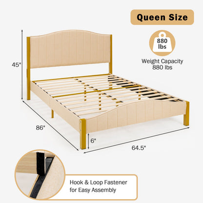 Base de cama tapizada tamaño completo/queen con cabecero acolchado - tamaño queen