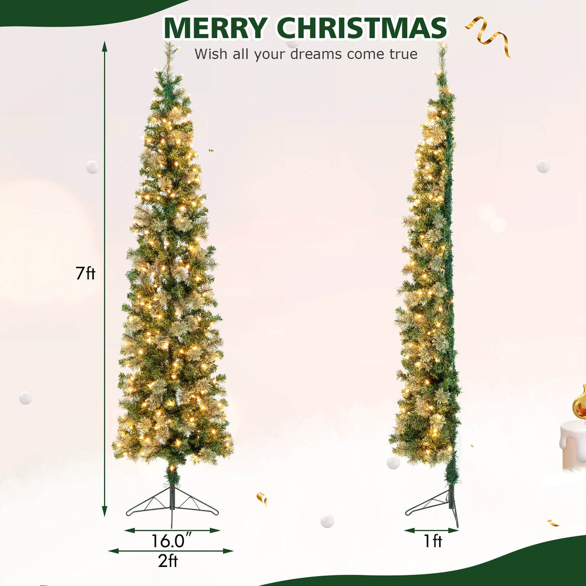 Two 7 ft Half Christmas Trees with Pine Needles and 150 Lights DirectDeals on Tampa Home & Garden Store