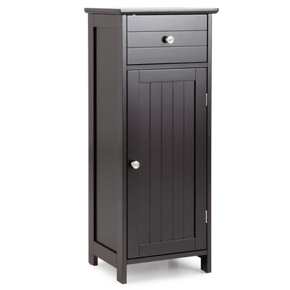 Wooden Bathroom Floor Storage Cabinet With Drawer