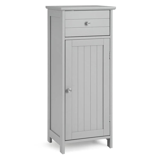 Wooden bathroom floor cabinet with top drawer and beadboard door in gray DirectDeals on Tampa Home & Garden Store