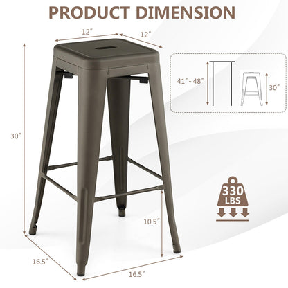 30-inch bar stools set of 4 with square seats and carry hole in bronze metal DirectDeals finish on Tampa Home & Garden Store