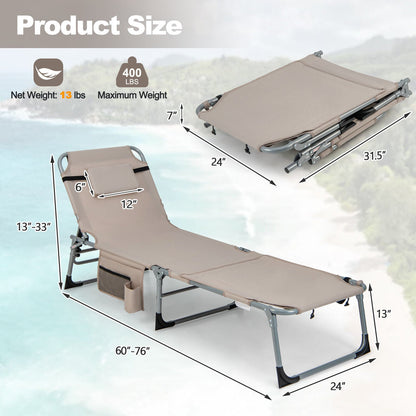 Tumbona plegable de exterior de 5 posiciones - Beige