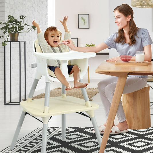 4-in-1 Baby Convertible Toddler Table Chair Set with PU Cushion - Tampa Home & Garden Store