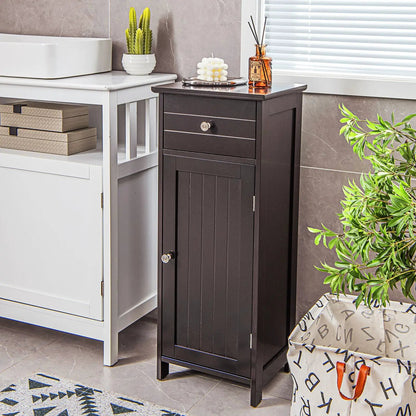 Wooden Bathroom Floor Storage Cabinet With Drawer