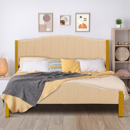 Base de cama tapizada tamaño completo/queen con cabecero acolchado - tamaño queen