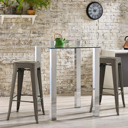 DirectDeals 30-Inch bar stools set of 4 square seats and handling hole gray metal legs on Tampa Home & Garden Store