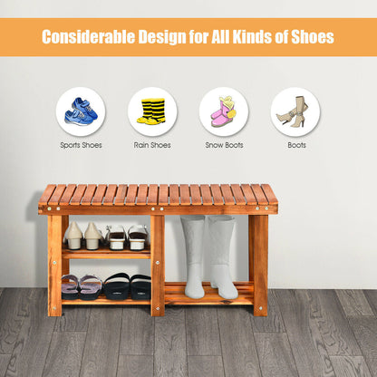 Organizador de Zapatos de Madera de 3 Niveles Independiente con Asiento