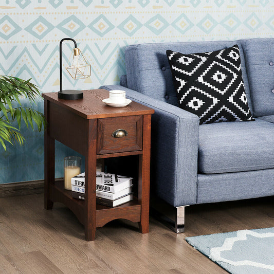 Contemporary Chair Side End Table Compact Table with Drawer Nightstand - Tampa Home & Garden Store