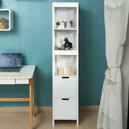 Mueble de suelo multifuncional de 5 niveles para baño con 2 cajones