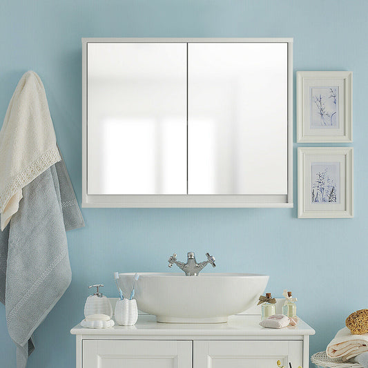 2-Door Wall-Mounted Bathroom Mirrored Medicine Cabinet - Tampa Home & Garden Store