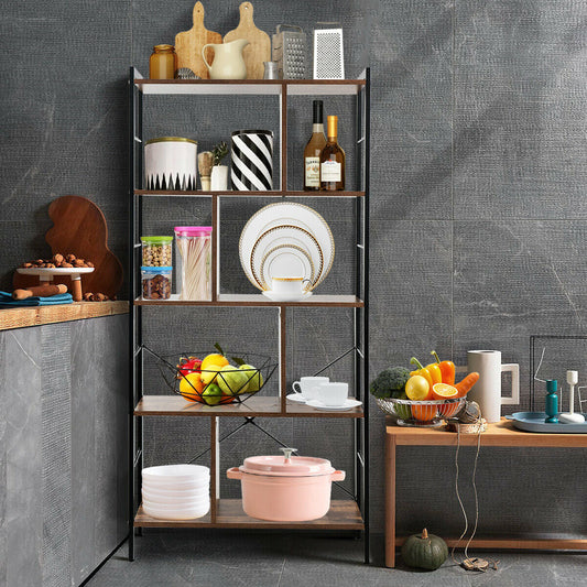 4-Tier Industrial Freestanding Bookshelf with Metal Frame - Tampa Home & Garden Store