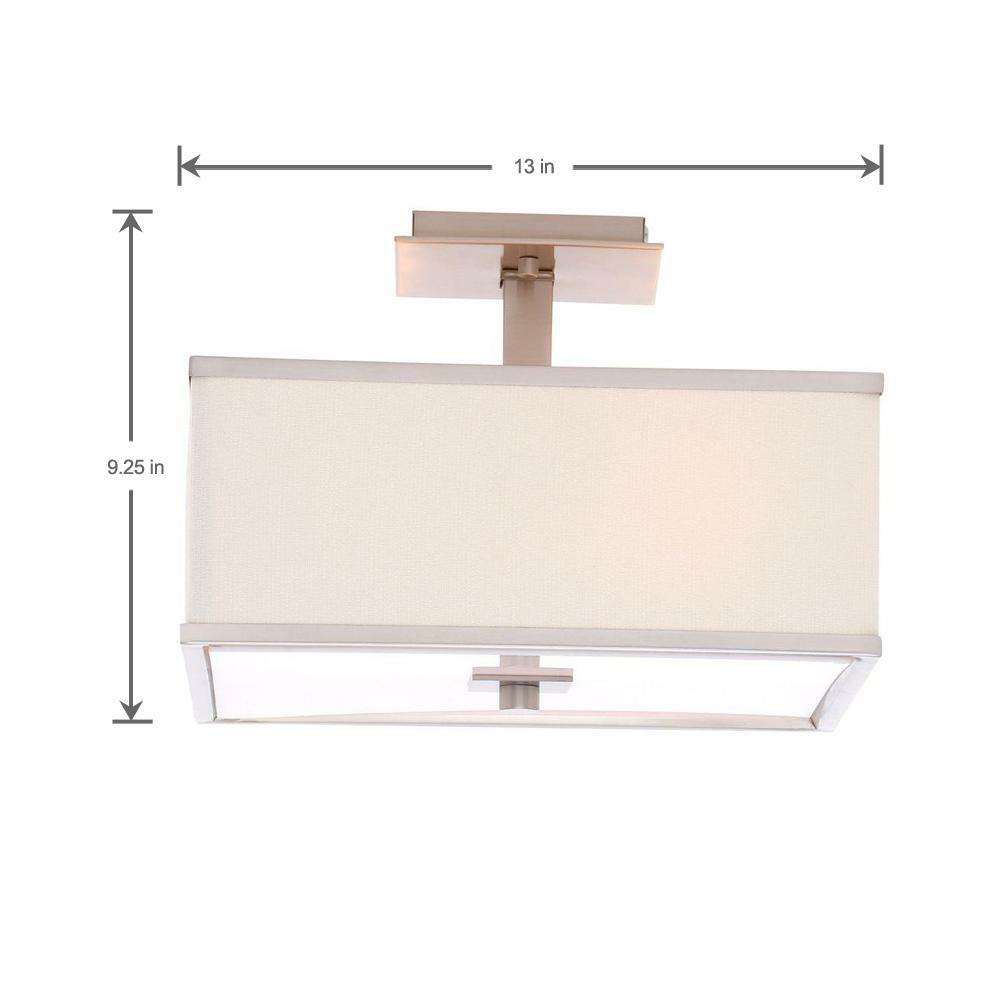 Hampton Bay Menlo Park 4-light semi-flush ceiling light with beige fabric shade in brushed nickel on Tampa Home & Garden Store