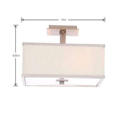Hampton Bay Menlo Park 4-light semi-flush ceiling light with beige fabric shade in brushed nickel on Tampa Home & Garden Store