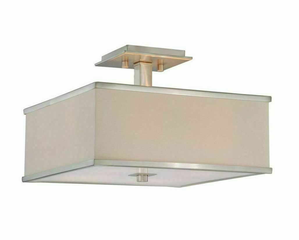 4-Light Hampton Bay Menlo Park ceiling light with fabric shade in brushed nickel by Vanessa Jane on Tampa Home & Garden Store
