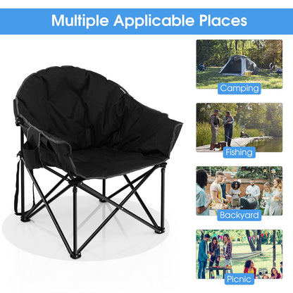 GemGear folding camping moon-padded chair with black padded seat and folding steel frame on Tampa Home & Garden Store