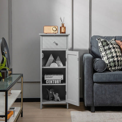 Wooden Bathroom Floor Storage Cabinet With Drawer