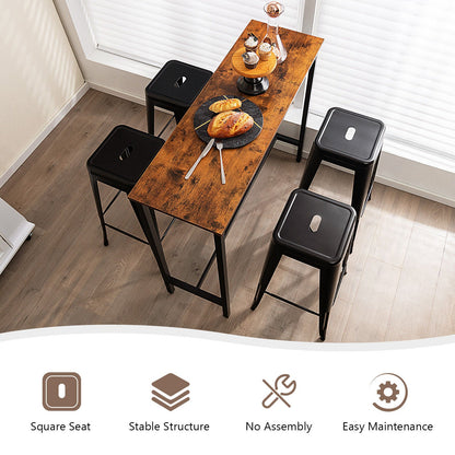 Bar stools set of 4, 30 inch, square-seat with handle hole, black metal DirectDeals on Tampa Home & Garden Store