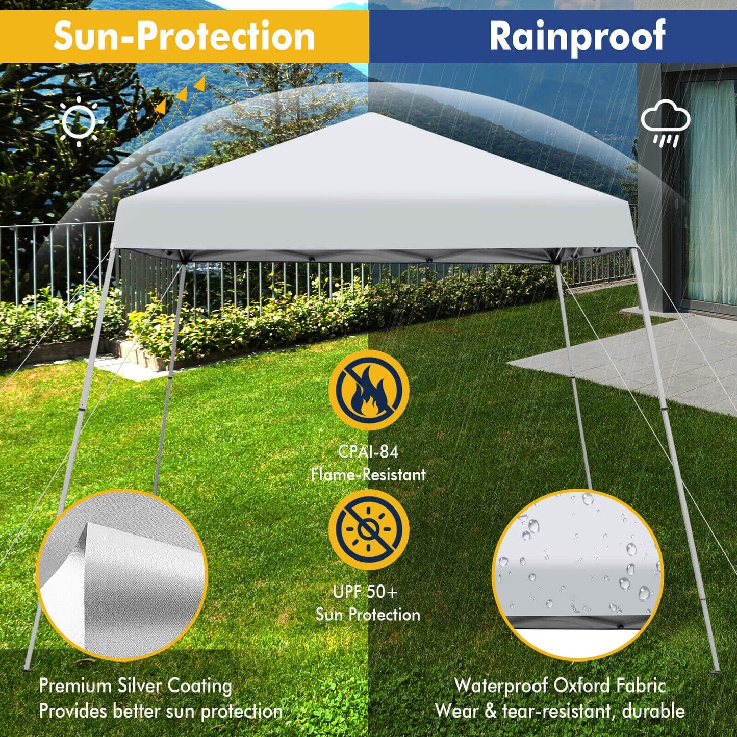 10 x 10 Feet Outdoor Instant Pop-up Canopy with Carrying Bag-Blue