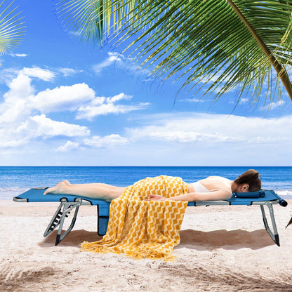 Sillón reclinable plegable de exterior de 5 posiciones - Azul