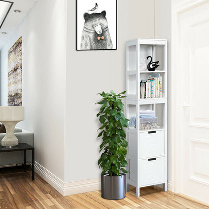 Mueble de suelo multifuncional de 5 niveles para baño con 2 cajones