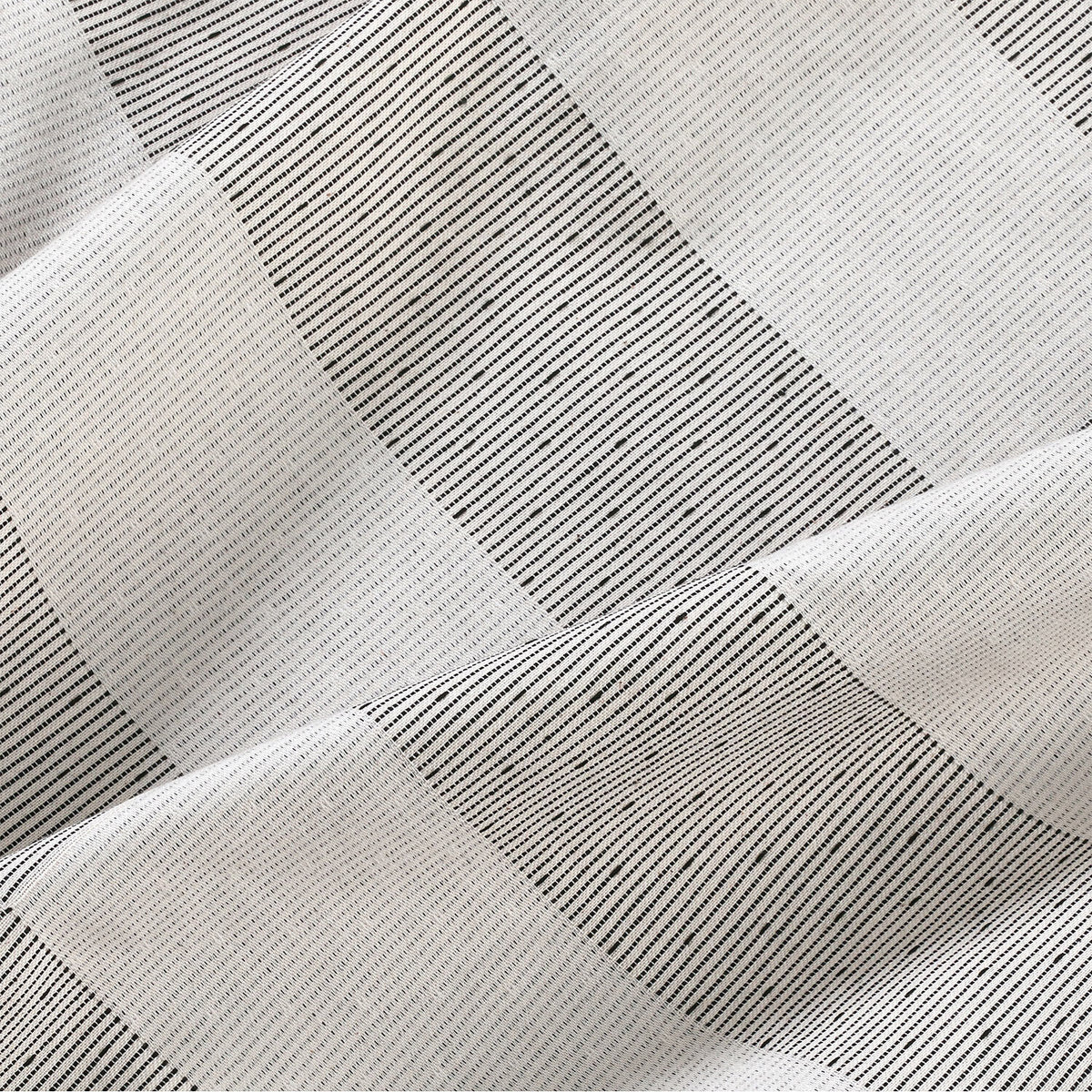 Nate Berkus broken dobby stripe duvet cover set in beige with slim black stripes on Tampa Home & Garden Store