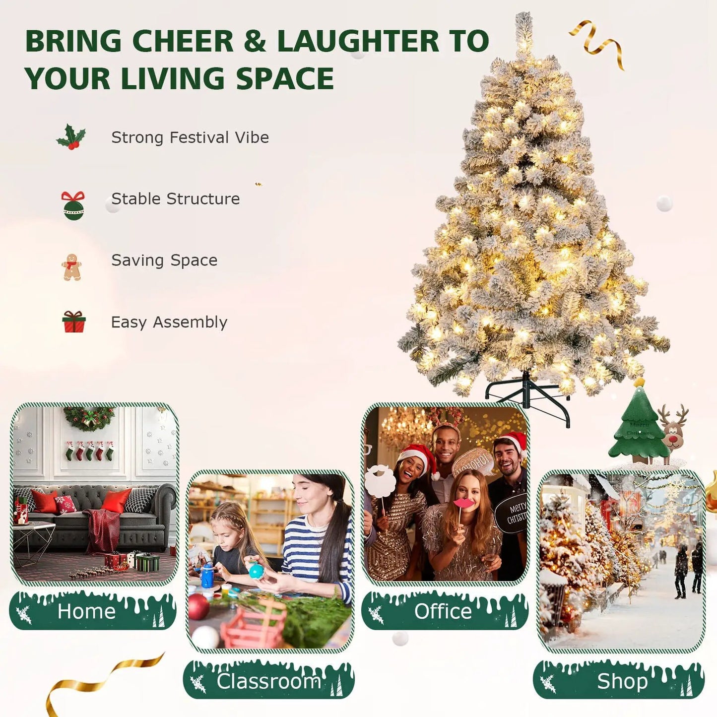 Four Foot Prelit Snow Flocked Christmas Tree