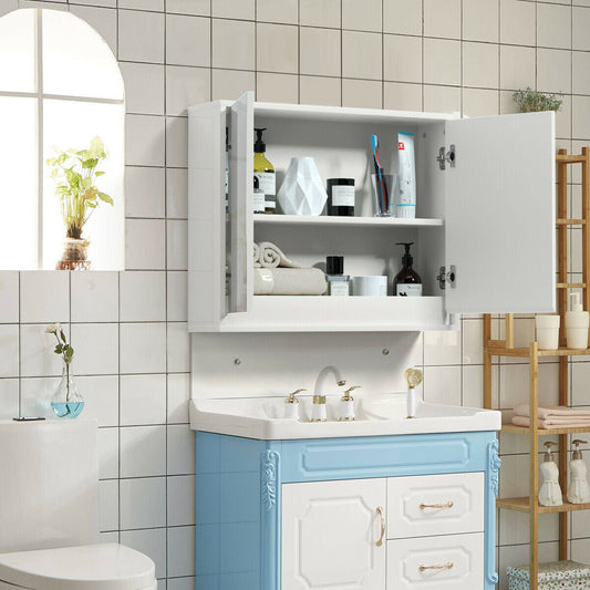 2-Door Wall-Mounted Bathroom Mirrored Medicine Cabinet - Tampa Home & Garden Store