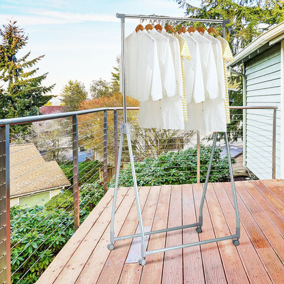 Perchero resistente, extensible y plegable con barra para colgar