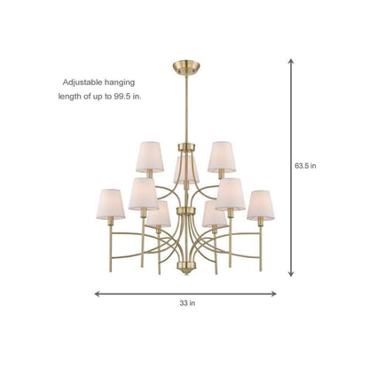 Millau 5 Light Chandelier and Satin Gold Shades