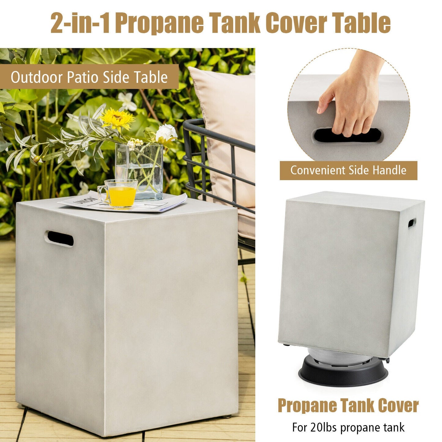 Mesa Escondite para Tanque de Propano Estándar de 20 Libras - Gris