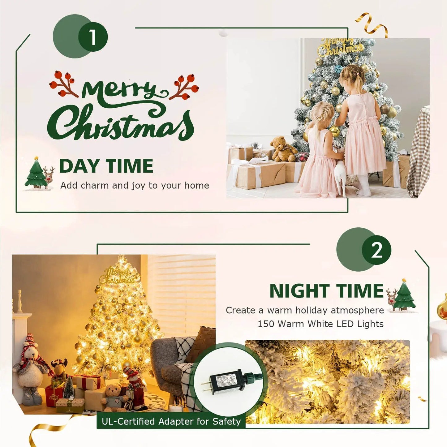 Four Foot Prelit Snow Flocked Christmas Tree